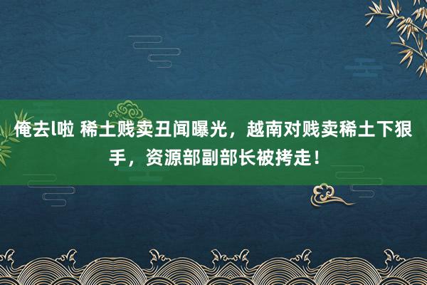 俺去l啦 稀土贱卖丑闻曝光，越南对贱卖稀土下狠手，资源部副部长被拷走！