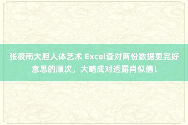 张筱雨大胆人体艺术 Excel查对两份数据更完好意思的顺次，大略成对透露肖似值！