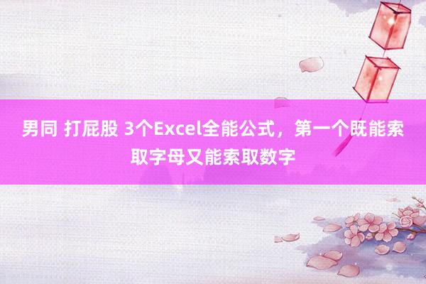 男同 打屁股 3个Excel全能公式，第一个既能索取字母又能索取数字