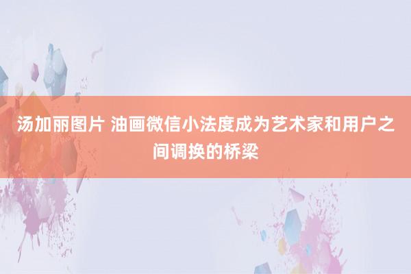 汤加丽图片 油画微信小法度成为艺术家和用户之间调换的桥梁