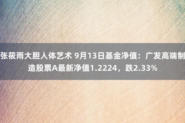 张筱雨大胆人体艺术 9月13日基金净值：广发高端制造股票A最新净值1.2224，跌2.33%