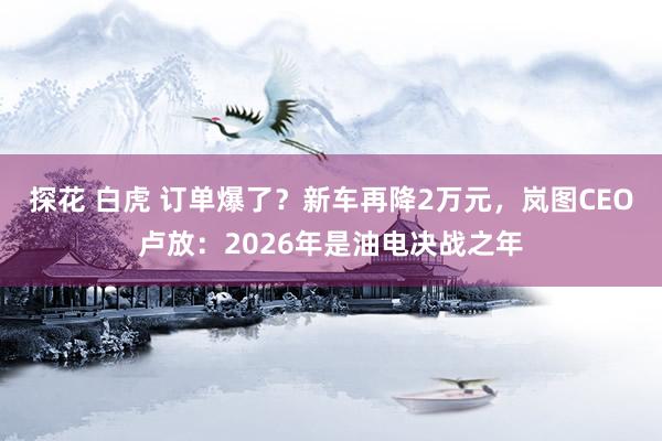 探花 白虎 订单爆了？新车再降2万元，岚图CEO卢放：2026年是油电决战之年