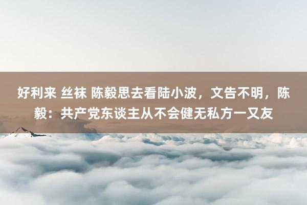 好利来 丝袜 陈毅思去看陆小波，文告不明，陈毅：共产党东谈主从不会健无私方一又友