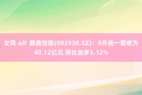 女同 a片 鹏鼎控股(002938.SZ)：9月统一营收为40.12亿元 同比加多5.12%