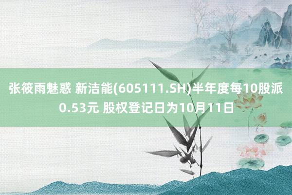 张筱雨魅惑 新洁能(605111.SH)半年度每10股派0.53元 股权登记日为10月11日