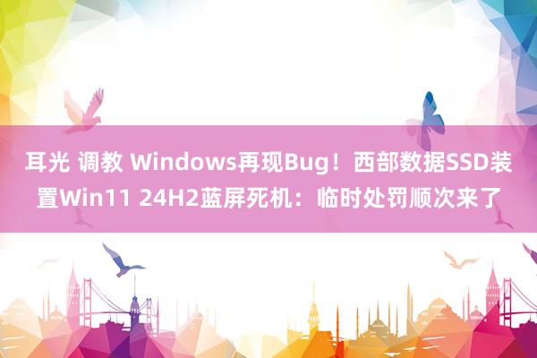 耳光 调教 Windows再现Bug！西部数据SSD装置Win11 24H2蓝屏死机：临时处罚顺次来了