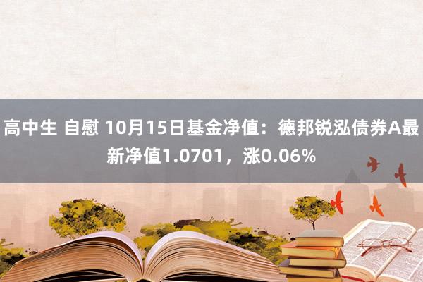 高中生 自慰 10月15日基金净值：德邦锐泓债券A最新净值1.0701，涨0.06%