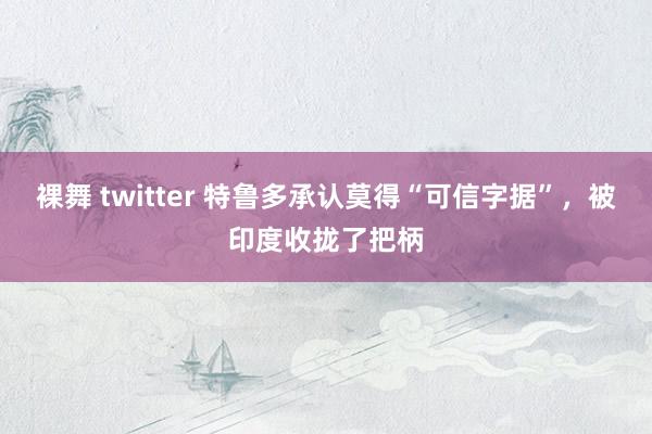 裸舞 twitter 特鲁多承认莫得“可信字据”，被印度收拢了把柄