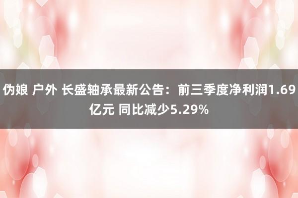 伪娘 户外 长盛轴承最新公告：前三季度净利润1.69亿元 同比减少5.29%