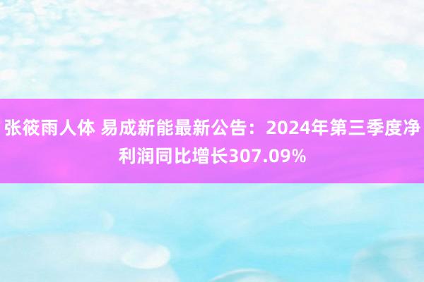 张筱雨人体 易成新能最新公告：2024年第三季度净利润同比增长307.09%