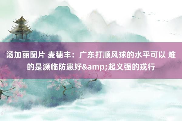 汤加丽图片 麦穗丰：广东打顺风球的水平可以 难的是濒临防患好&起义强的戎行