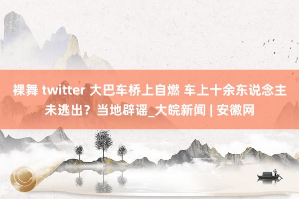 裸舞 twitter 大巴车桥上自燃 车上十余东说念主未逃出？当地辟谣_大皖新闻 | 安徽网