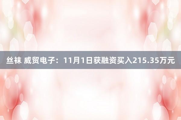 丝袜 威贸电子：11月1日获融资买入215.35万元