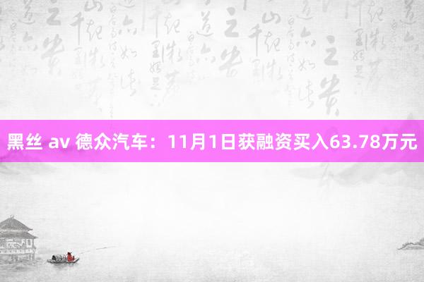 黑丝 av 德众汽车：11月1日获融资买入63.78万元