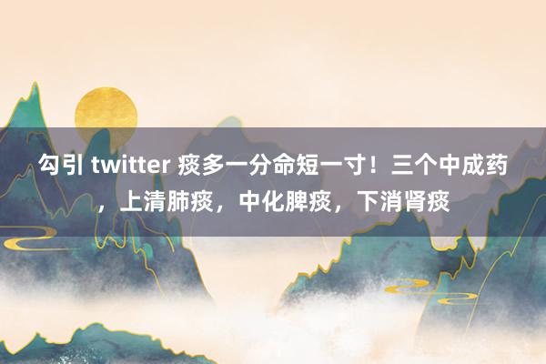 勾引 twitter 痰多一分命短一寸！三个中成药，上清肺痰，中化脾痰，下消肾痰