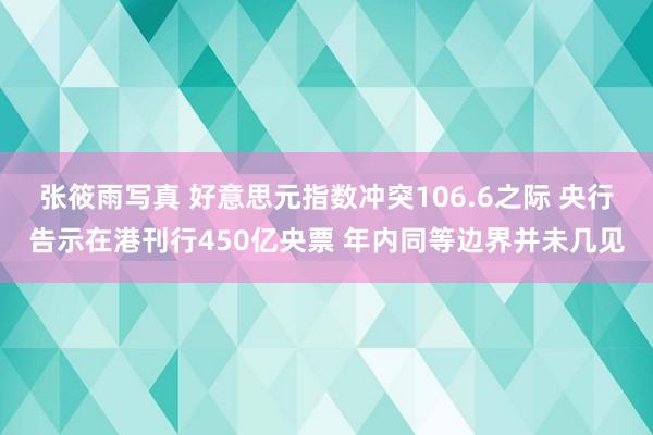 张筱雨写真 好意思元指数冲突106.6之际 央行告示在港刊行450亿央票 年内同等边界并未几见