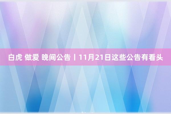 白虎 做爱 晚间公告丨11月21日这些公告有看头