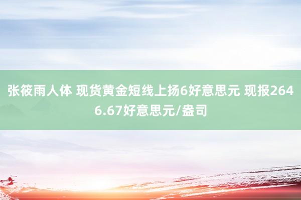 张筱雨人体 现货黄金短线上扬6好意思元 现报2646.67好意思元/盎司