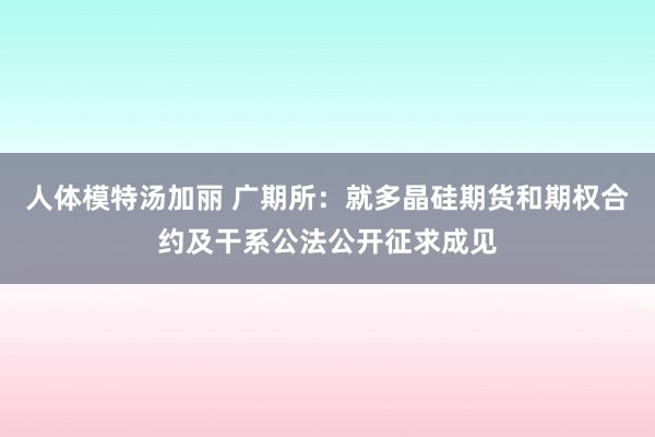 人体模特汤加丽 广期所：就多晶硅期货和期权合约及干系公法公开征求成见