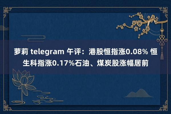 萝莉 telegram 午评：港股恒指涨0.08% 恒生科指涨0.17%石油、煤炭股涨幅居前