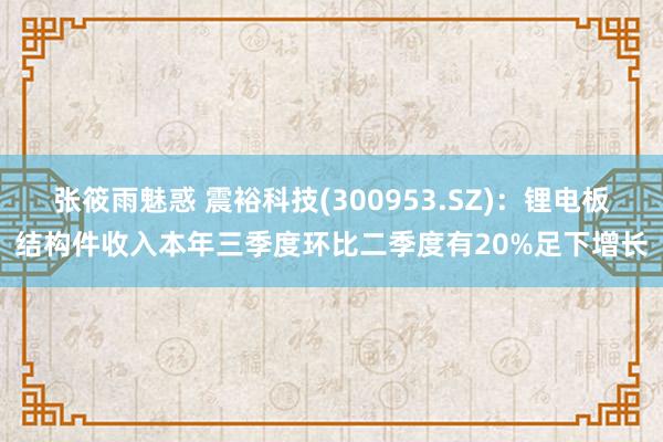 张筱雨魅惑 震裕科技(300953.SZ)：锂电板结构件收入本年三季度环比二季度有20%足下增长