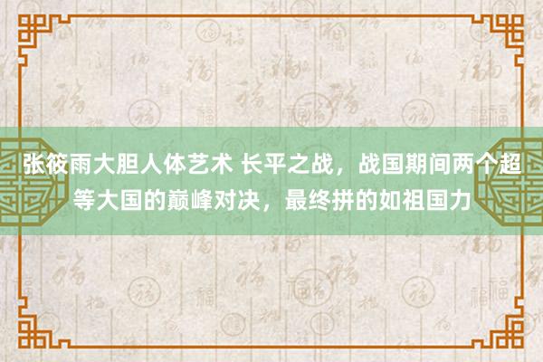 张筱雨大胆人体艺术 长平之战，战国期间两个超等大国的巅峰对决，最终拼的如祖国力