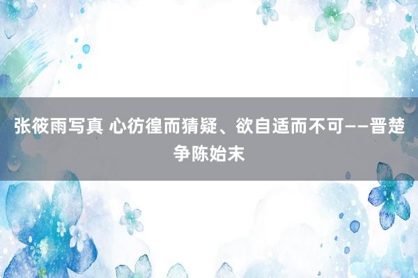 张筱雨写真 心彷徨而猜疑、欲自适而不可——晋楚争陈始末