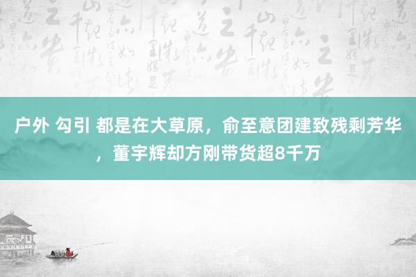 户外 勾引 都是在大草原，俞至意团建致残剩芳华，董宇辉却方刚带货超8千万