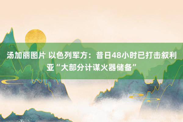 汤加丽图片 以色列军方：昔日48小时已打击叙利亚“大部分计谋火器储备”