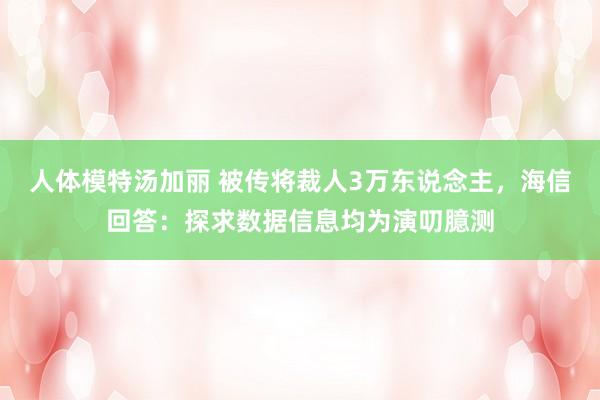 人体模特汤加丽 被传将裁人3万东说念主，海信回答：探求数据信息均为演叨臆测