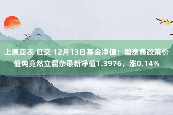 上原亞衣 肛交 12月13日基金净值：国泰鑫政策价值纯竟然立混杂最新净值1.3976，涨0.14%