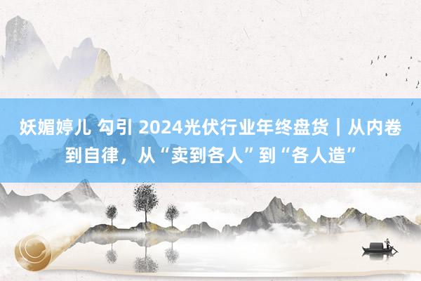 妖媚婷儿 勾引 2024光伏行业年终盘货｜从内卷到自律，从“卖到各人”到“各人造”