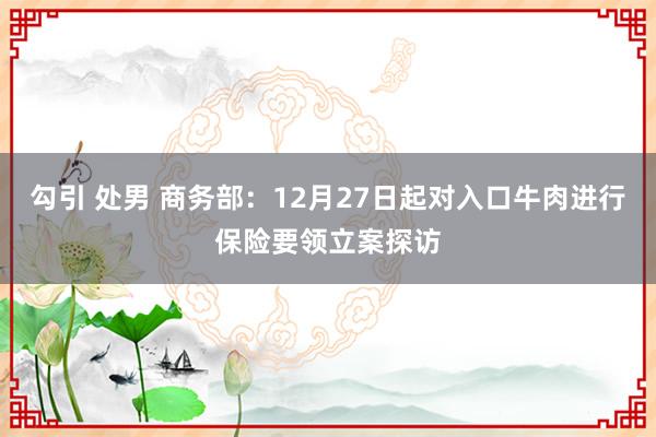 勾引 处男 商务部：12月27日起对入口牛肉进行保险要领立案探访