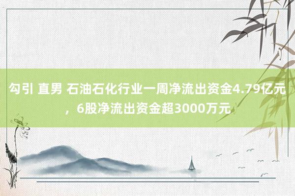 勾引 直男 石油石化行业一周净流出资金4.79亿元，6股净流出资金超3000万元