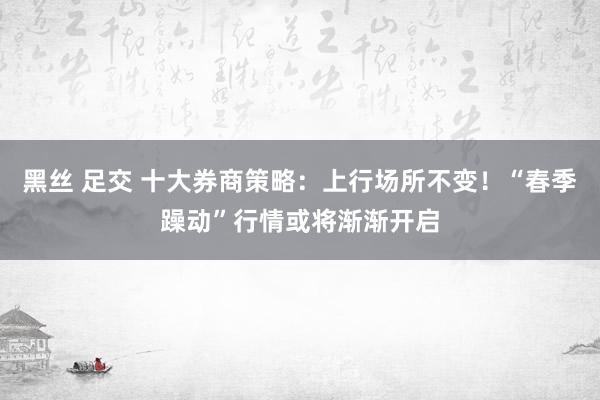 黑丝 足交 十大券商策略：上行场所不变！“春季躁动”行情或将渐渐开启