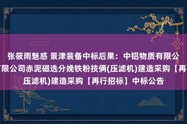 张筱雨魅惑 景津装备中标后果：中铝物质有限公司中铝中州铝业有限公司赤泥磁选分娩铁粉技俩(压滤机)建造采购【再行招标】中标公告