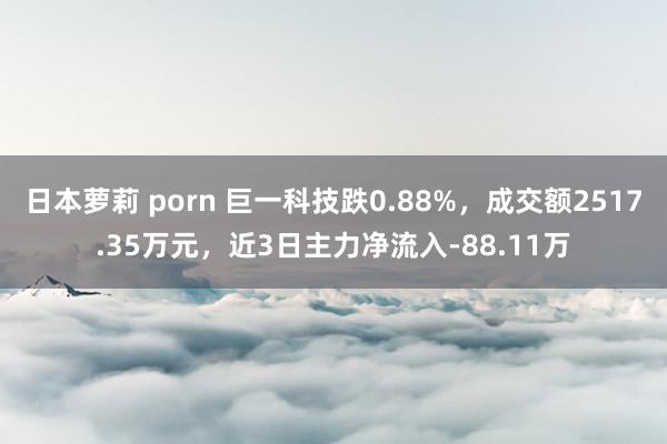 日本萝莉 porn 巨一科技跌0.88%，成交额2517.35万元，近3日主力净流入-88.11万