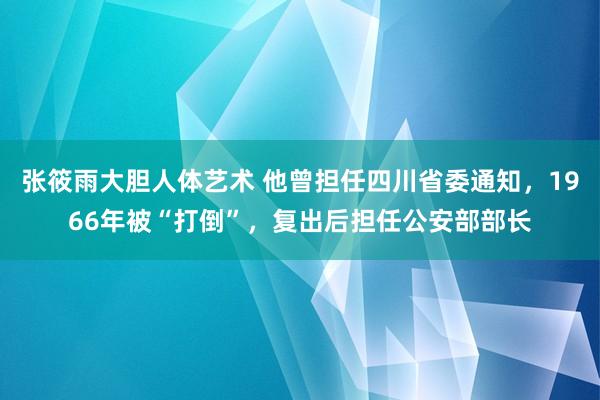 张筱雨大胆人体艺术 他曾担任四川省委通知，1966年被“打倒”，复出后担任公安部部长