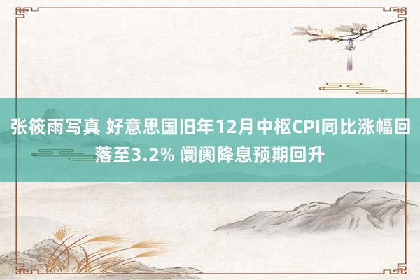 张筱雨写真 好意思国旧年12月中枢CPI同比涨幅回落至3.2% 阛阓降息预期回升