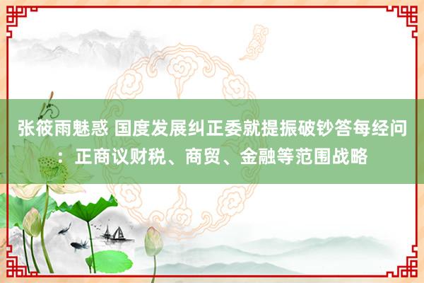 张筱雨魅惑 国度发展纠正委就提振破钞答每经问：正商议财税、商贸、金融等范围战略