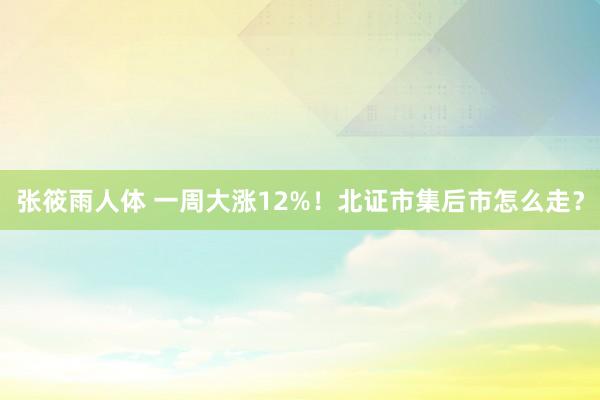 张筱雨人体 一周大涨12%！北证市集后市怎么走？